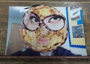 Funny face collage made from photos and magazines